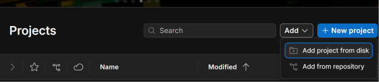 Add -> Add Project