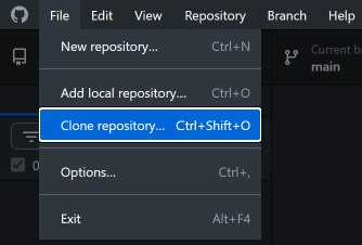 File -> Clone Repository